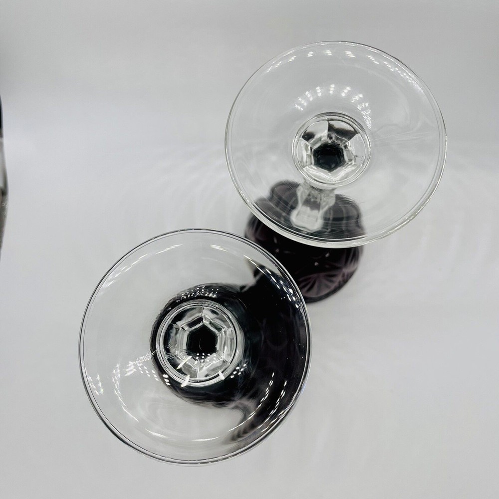 Set Of 2 Cristal d'Arques Durand Antique Ruby Red Wine Goblets Glasses 8” - Picture 5 of 5